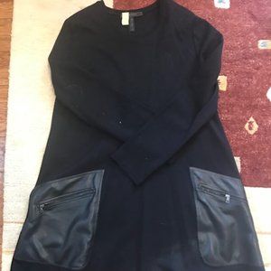 BCBG Black/Leather long-sleeved dress/top